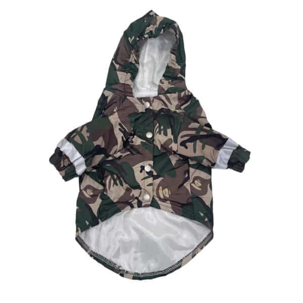 Camo Dog Raincoat With Reflective Stripes