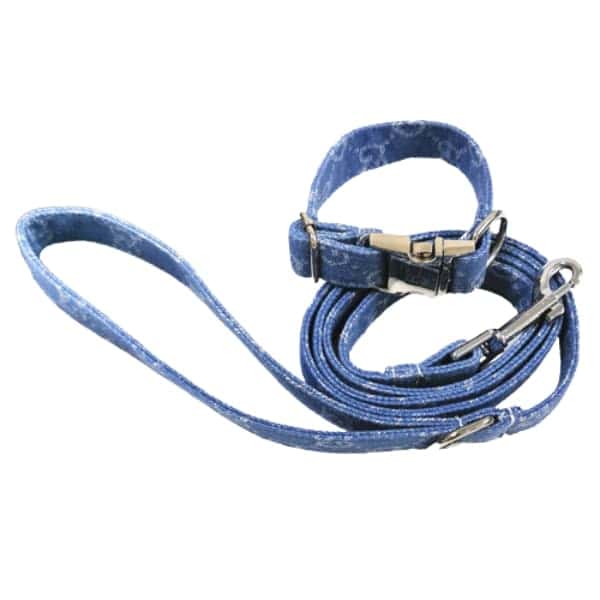 Pawcci Denim Dog Collar And Leash