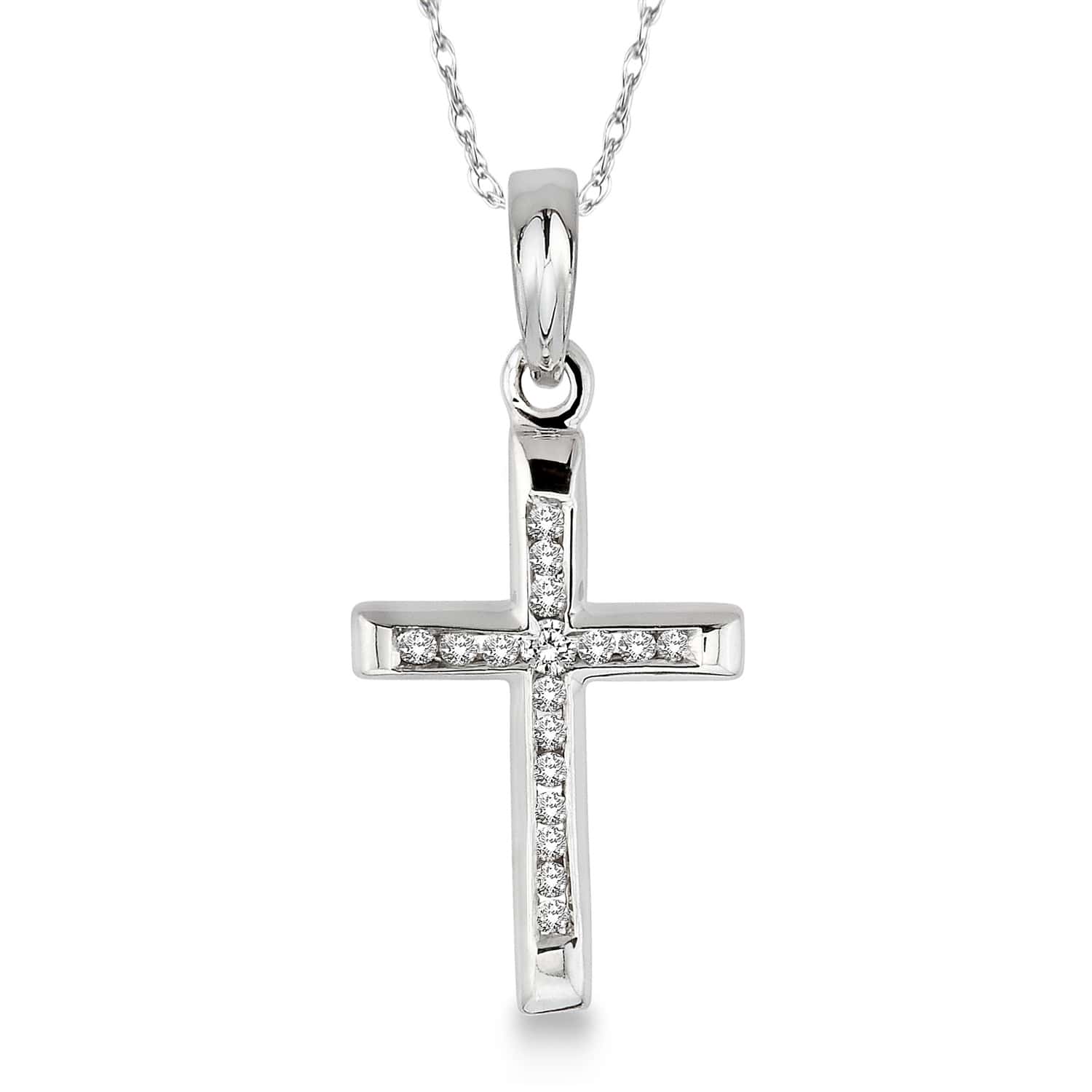 Channel Diamond Cross Pendant