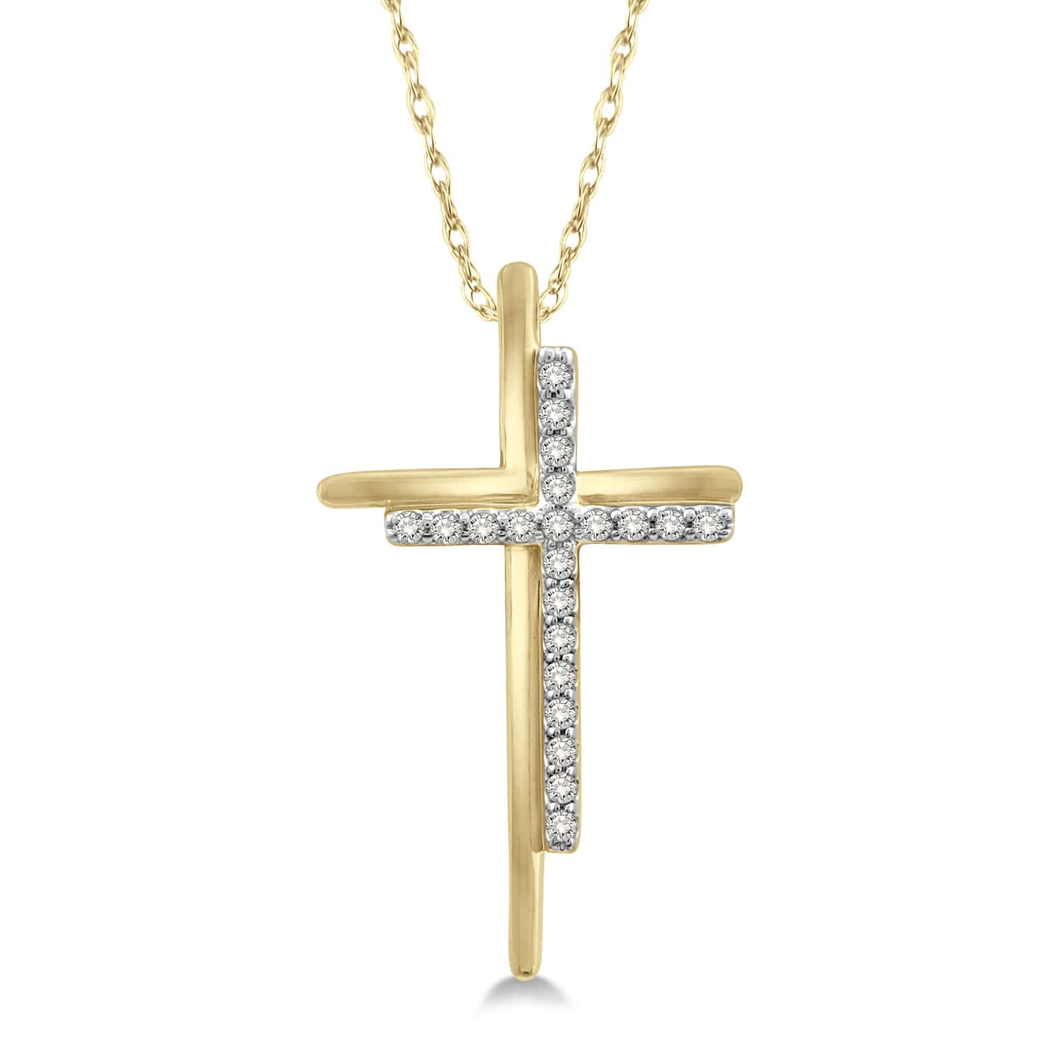 Double Cross Diamond Necklace