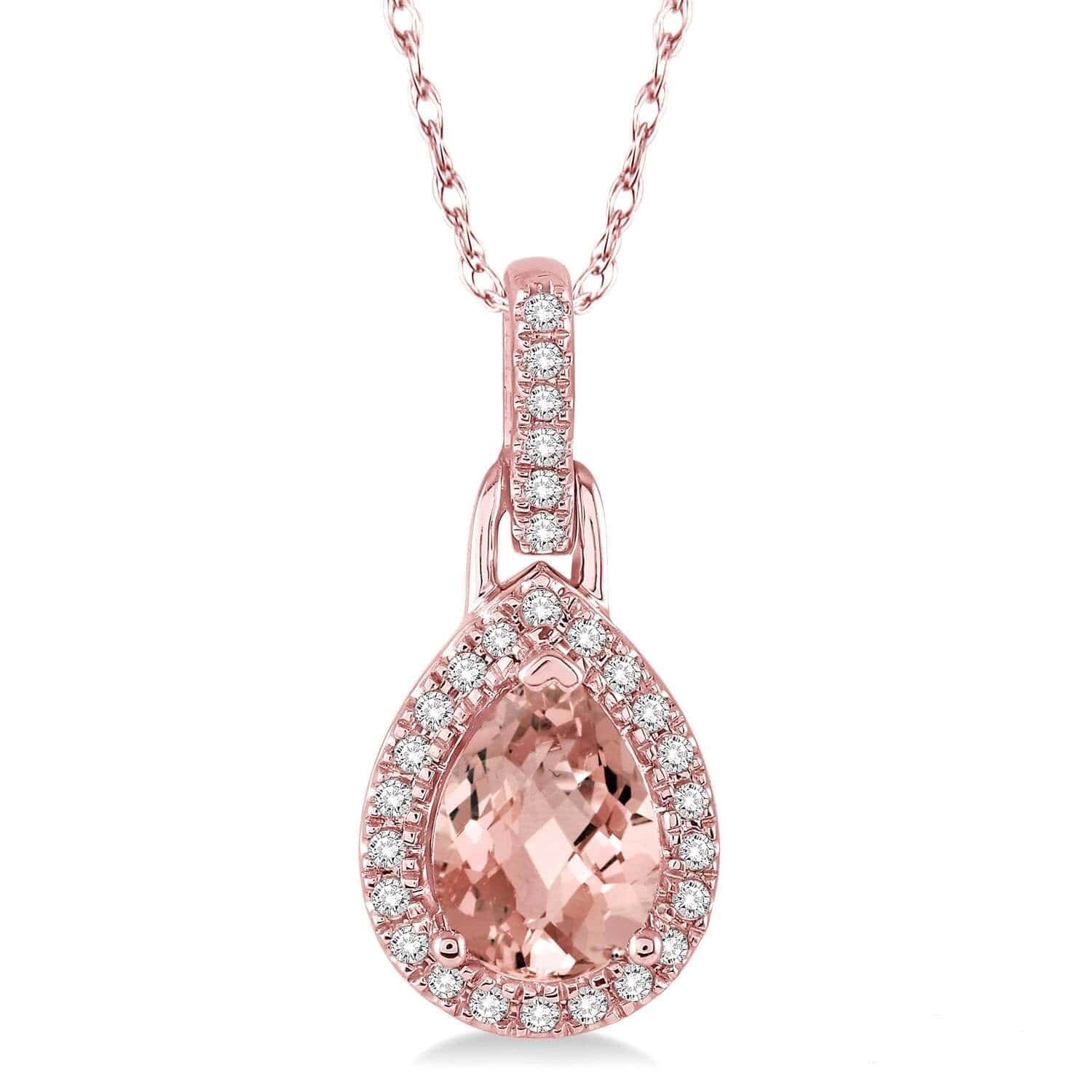 Pear Morganite & Diamond Pendant