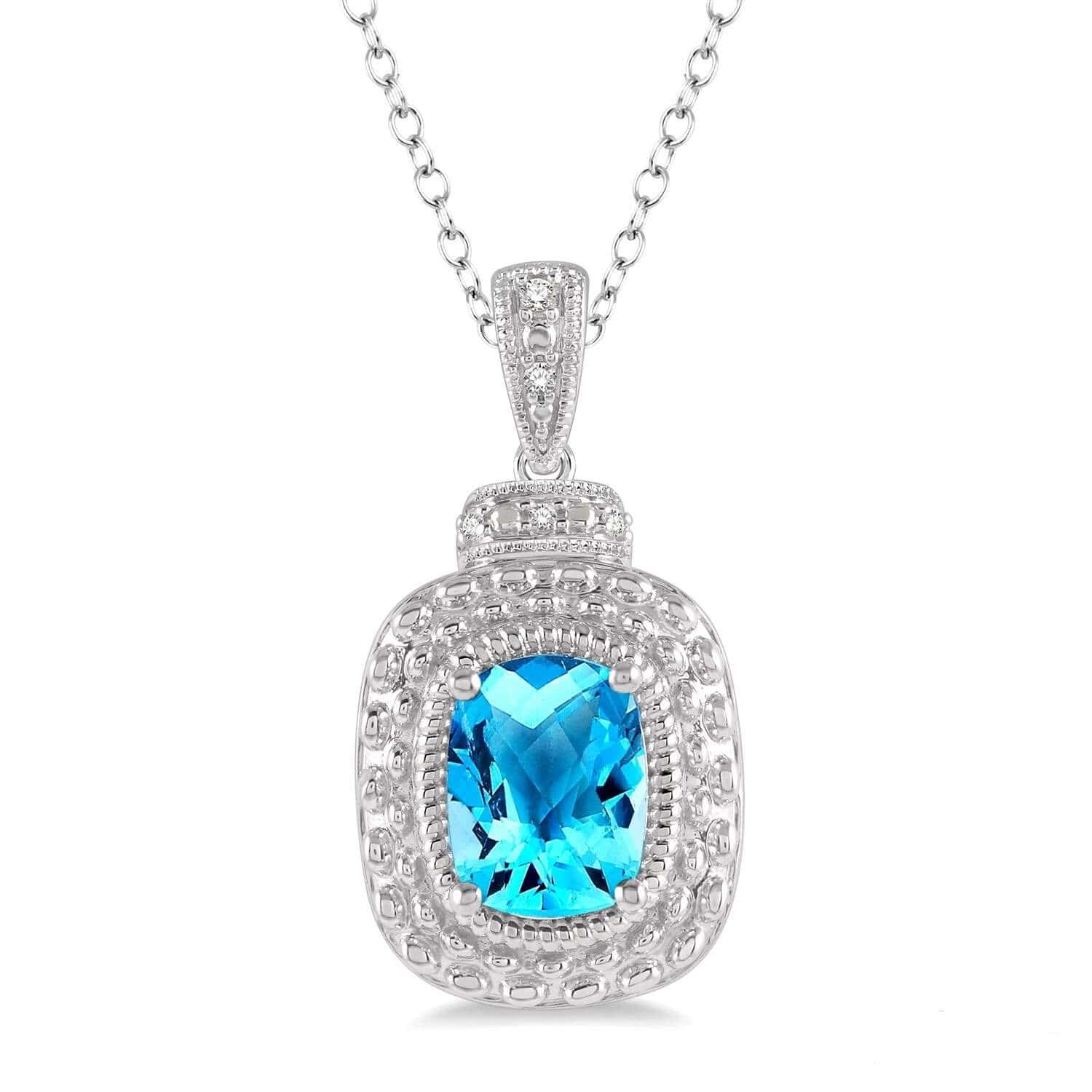 Blue Topaz & Diamond Pendant