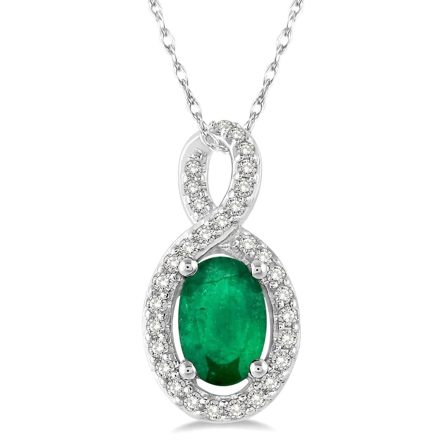Oval Emerald & Diamond Pendant