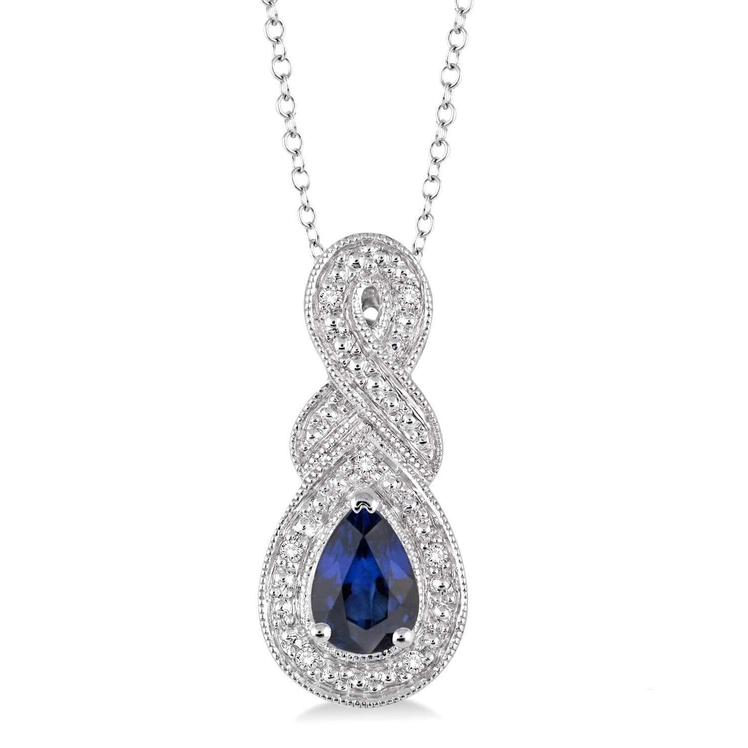 Pear Sapphire & Diamond Pendant