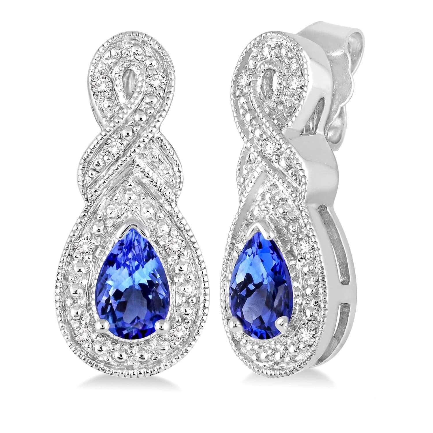 Pear Tanzanite & Diamond Earrings