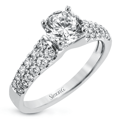 Double Row Diamond Band Engagement Ring