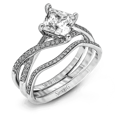 Twisted Band Princess Diamond Wedding Set