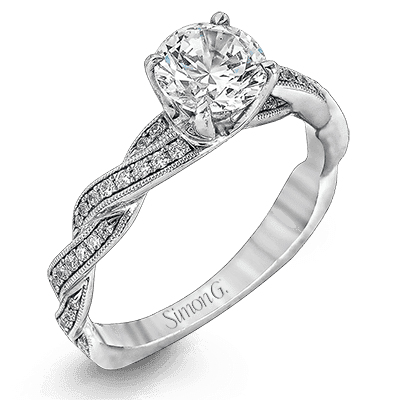 Channel Set Twisted Band Engagement Ring