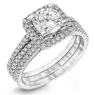 Triple Row Diamond Ring Wedding Set