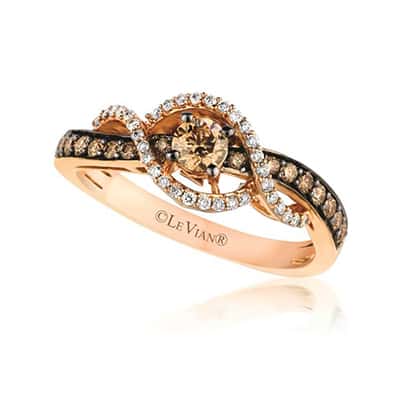14K Strawberry Gold® Ring | Chocolate Diamonds® 1/2 cts., Vanilla Diamonds® 1/8 cts.