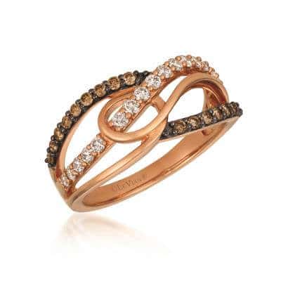 14K Strawberry Gold® Ring | Nude Diamonds™ 1/3 cts., Chocolate Diamonds® 1/4 cts.