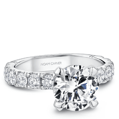 Solitaire Diamond Pave Engagement Ring