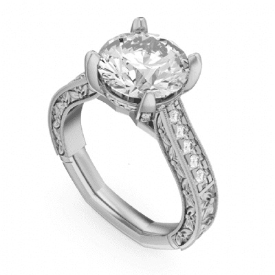 Vintage Floral Solitaire Engagement Ring