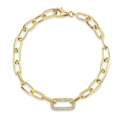 Diamond Paper Clip Link Bracelet
