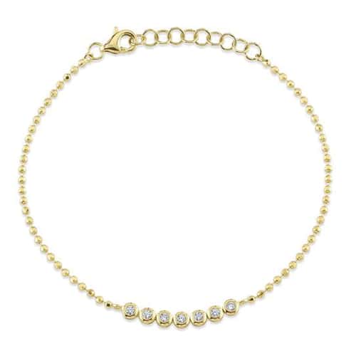Diamond Bezel Faceted Ball Chain Bracelet