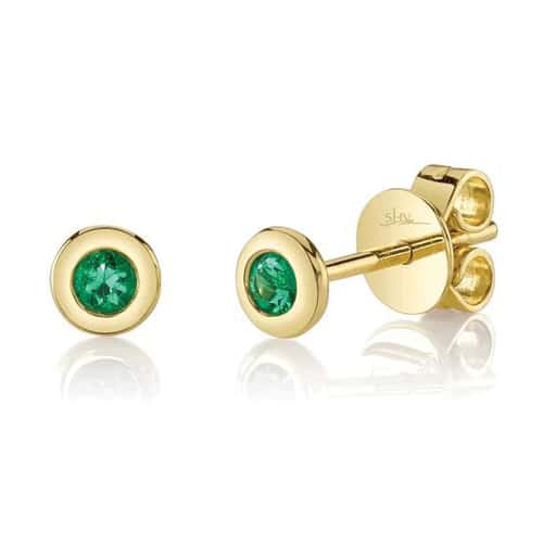 Emerald Bezel Stud Earrings