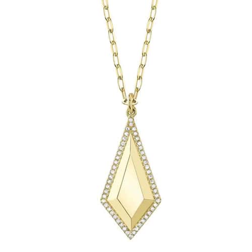 Diamond Geo Cut Paper Clip Link Necklace