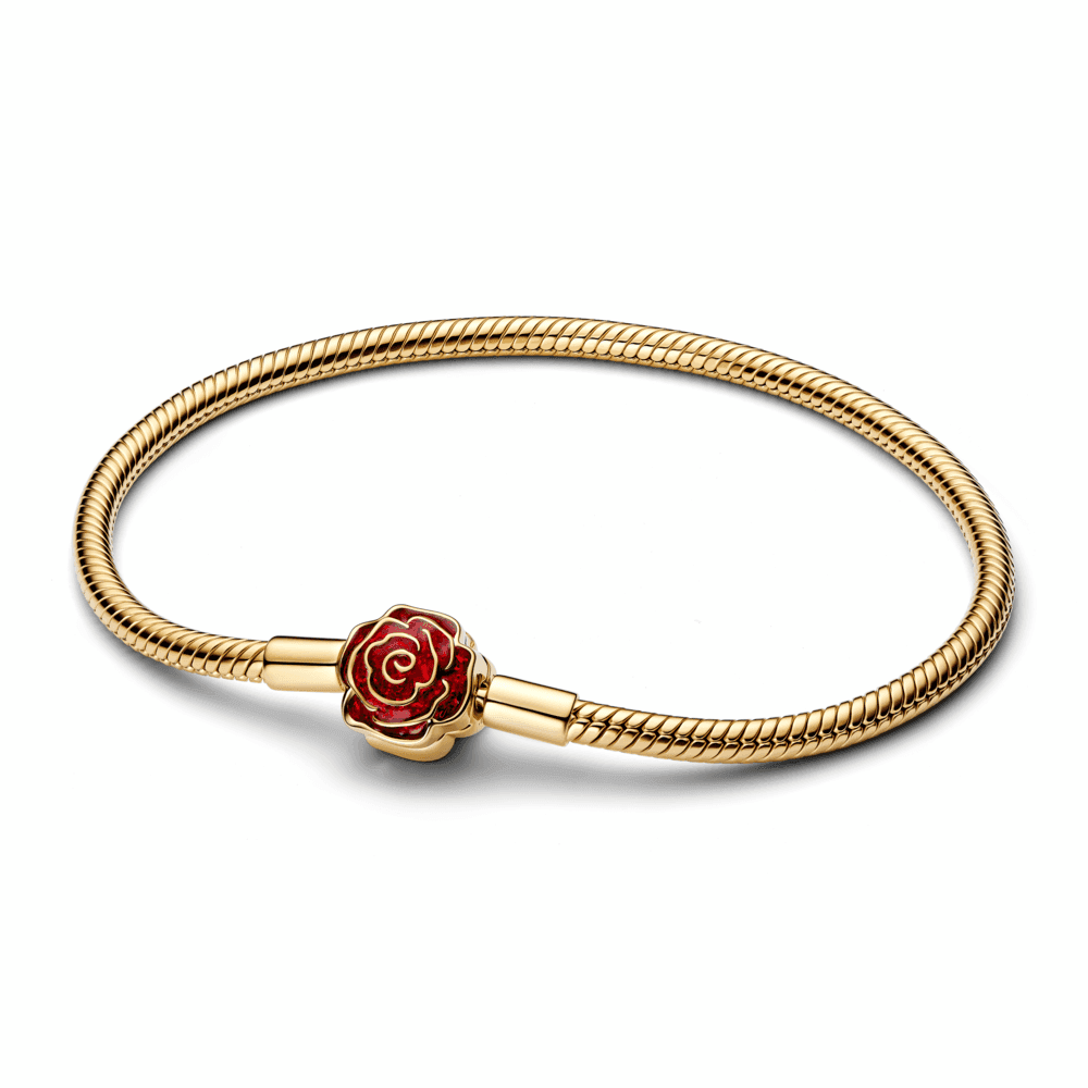 Disney Beauty and the Beast Enchanted Rose Snake Chain Bracelet