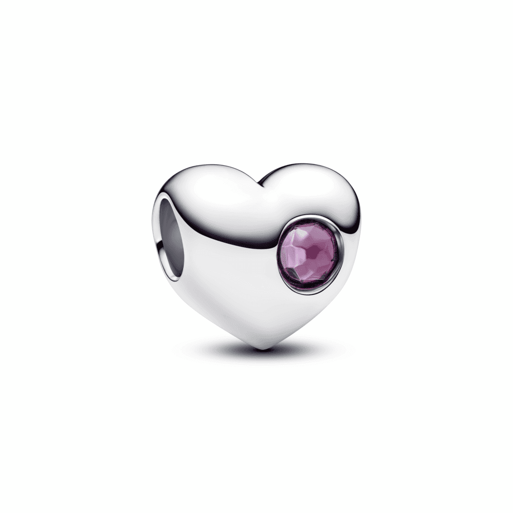 Engravable Purple Stone Heart Charm