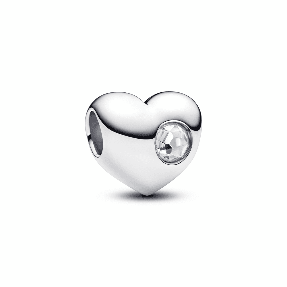 Engravable Clear Stone Heart Charm