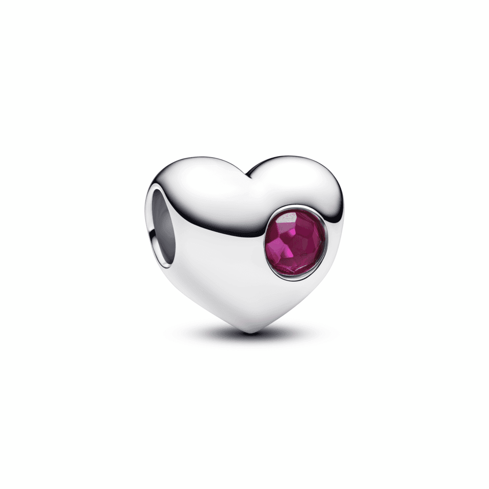 Engravable True Red Stone Heart Charm