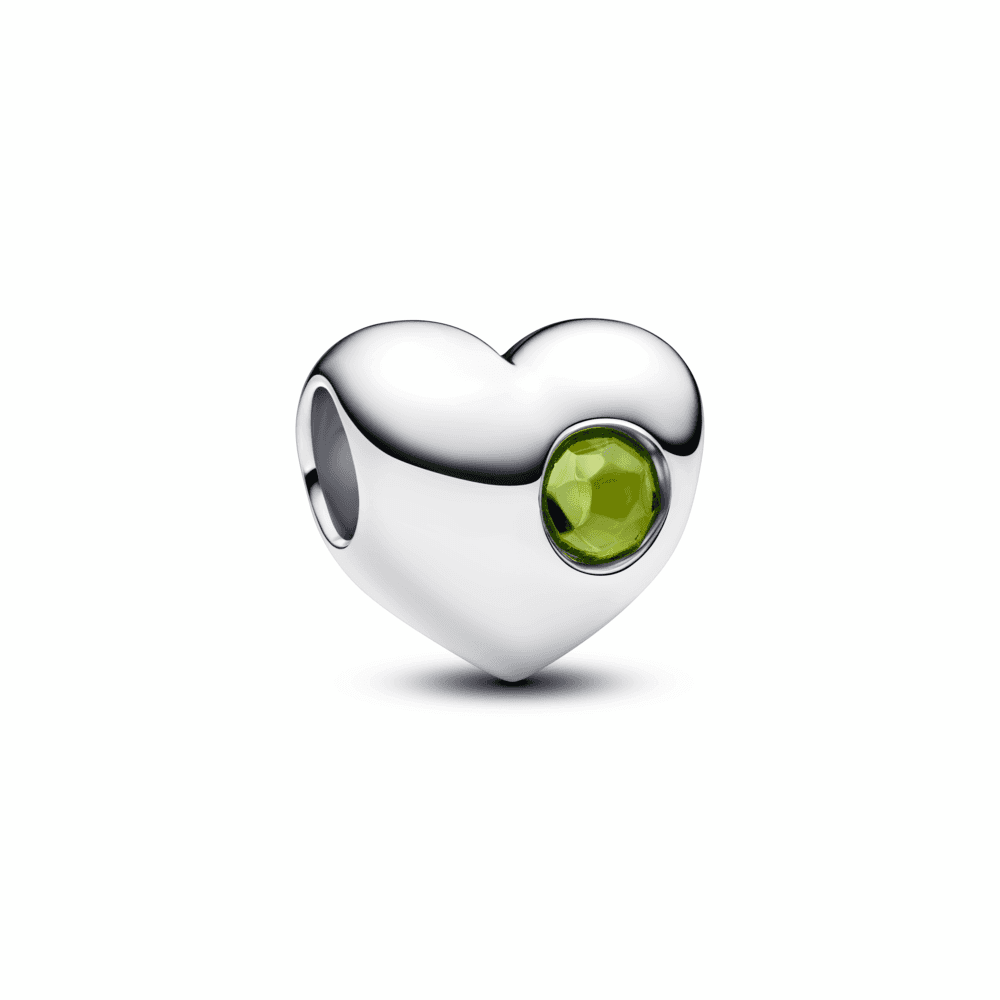 Engravable Spring Green Stone Heart Charm