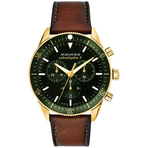 Movado Heritage Calendoplan S Chronograph Mens Leather Watch