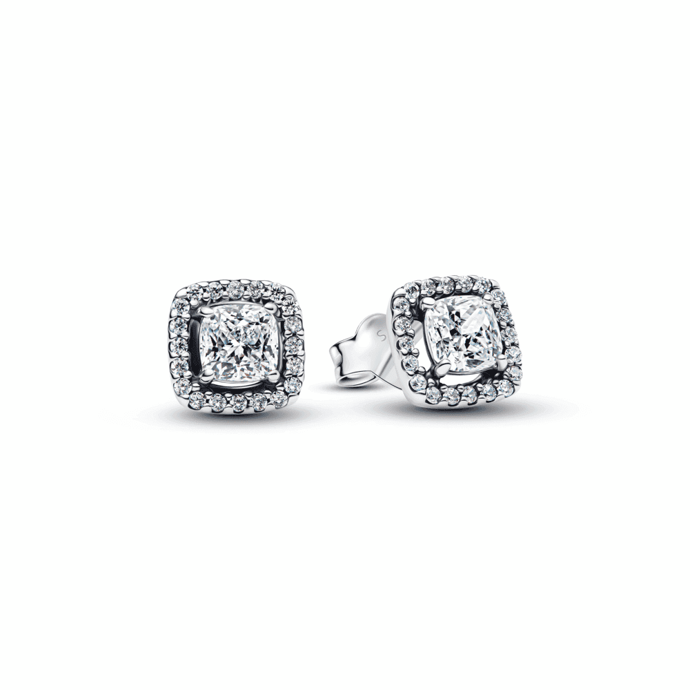 Square Halo Stud Earrings
