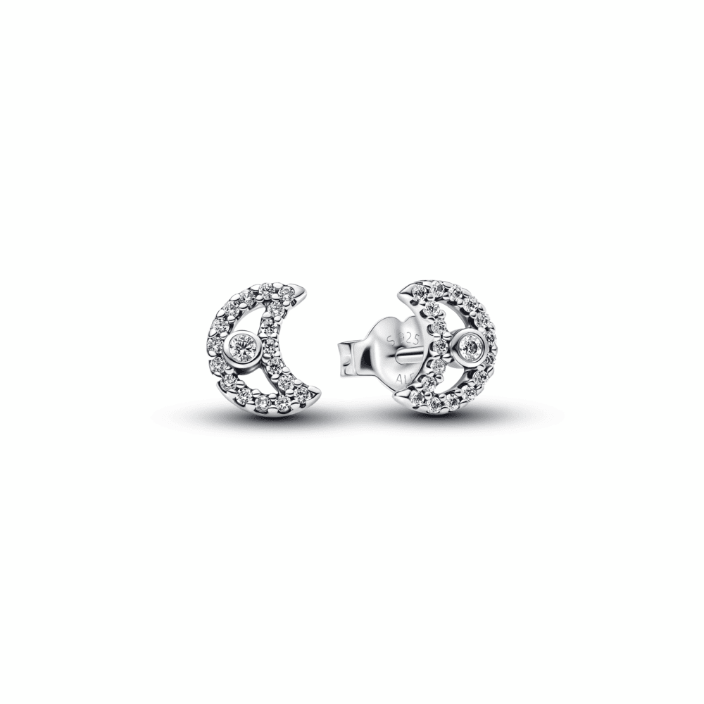 Sparkling Moon Stud Earrings
