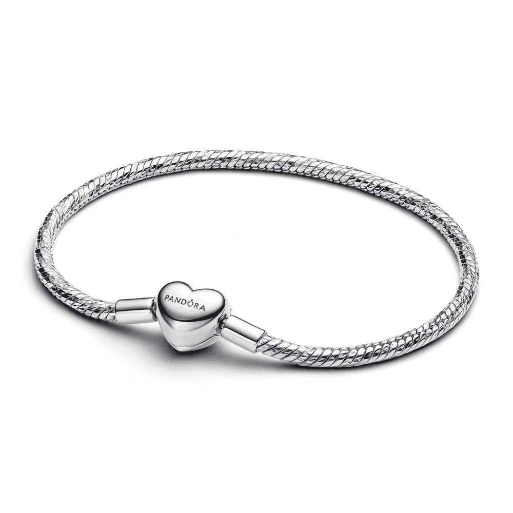 Heart Clasp Faceted Snake Chain Bracelet