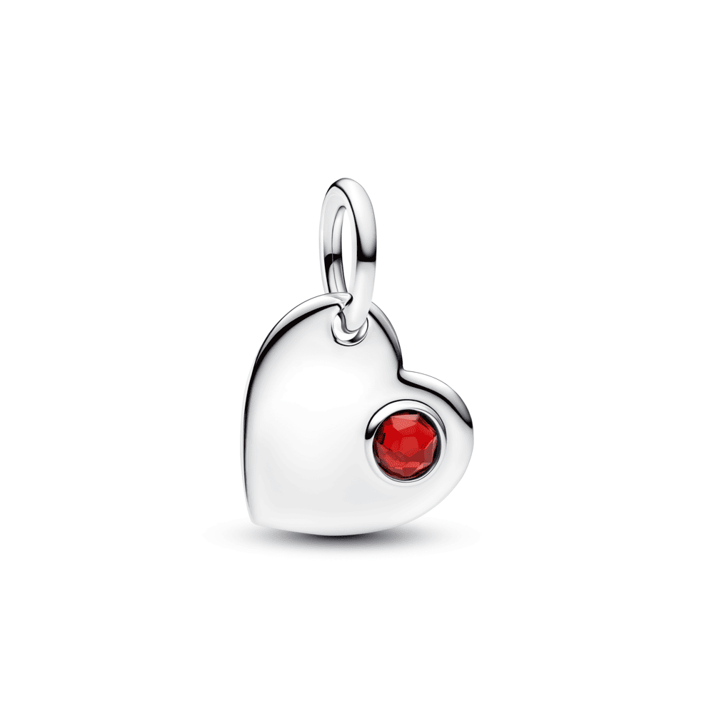 Engravable Heart Red Stone Dangle Charm