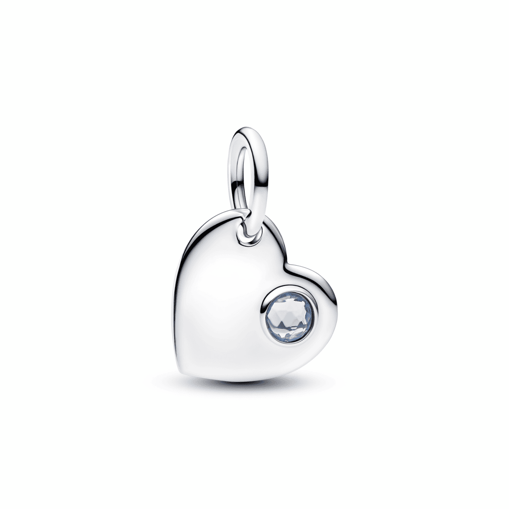 Engravable Heart Aqua Blue Stone Dangle Charm