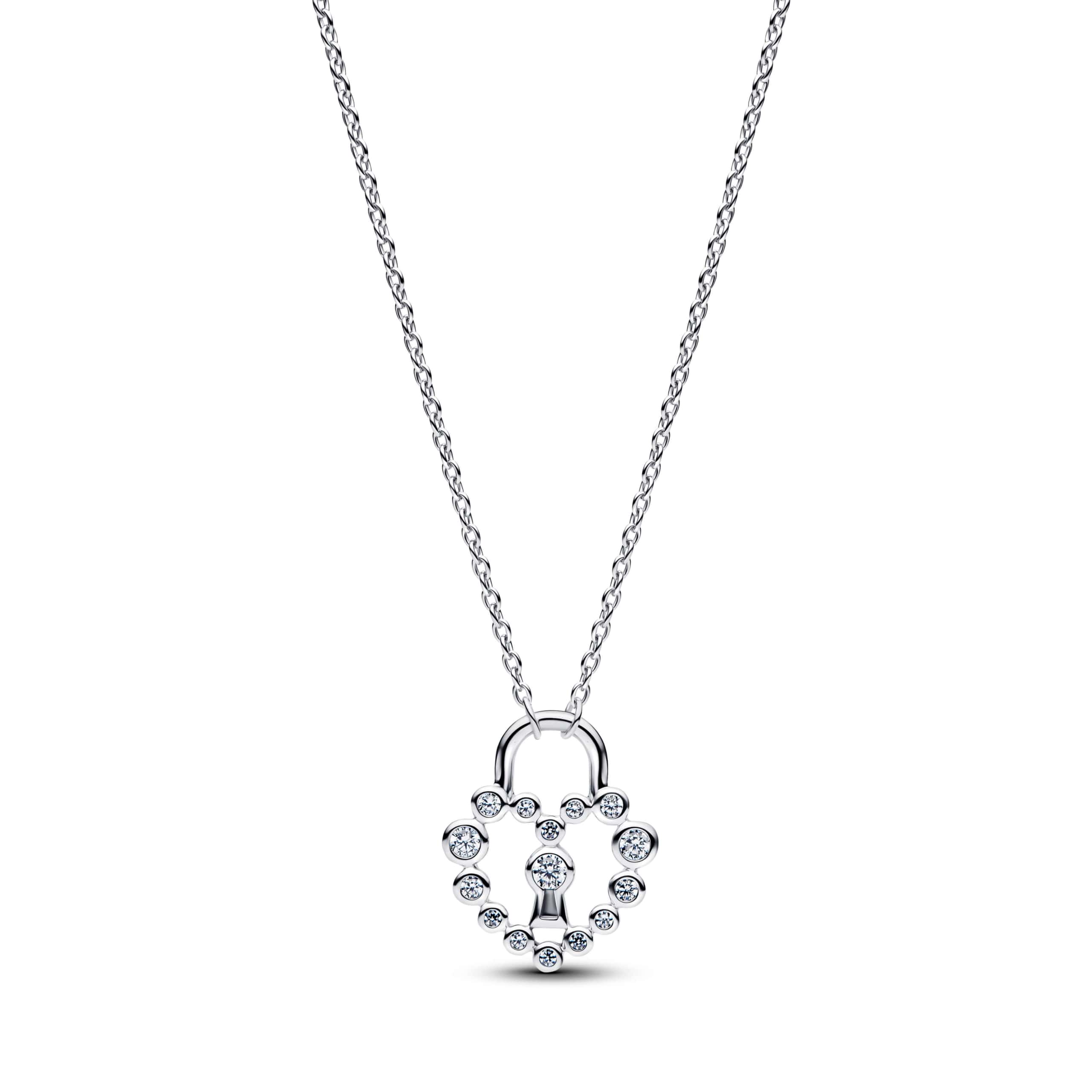 Sparkling Heart Padlock Pendant Necklace