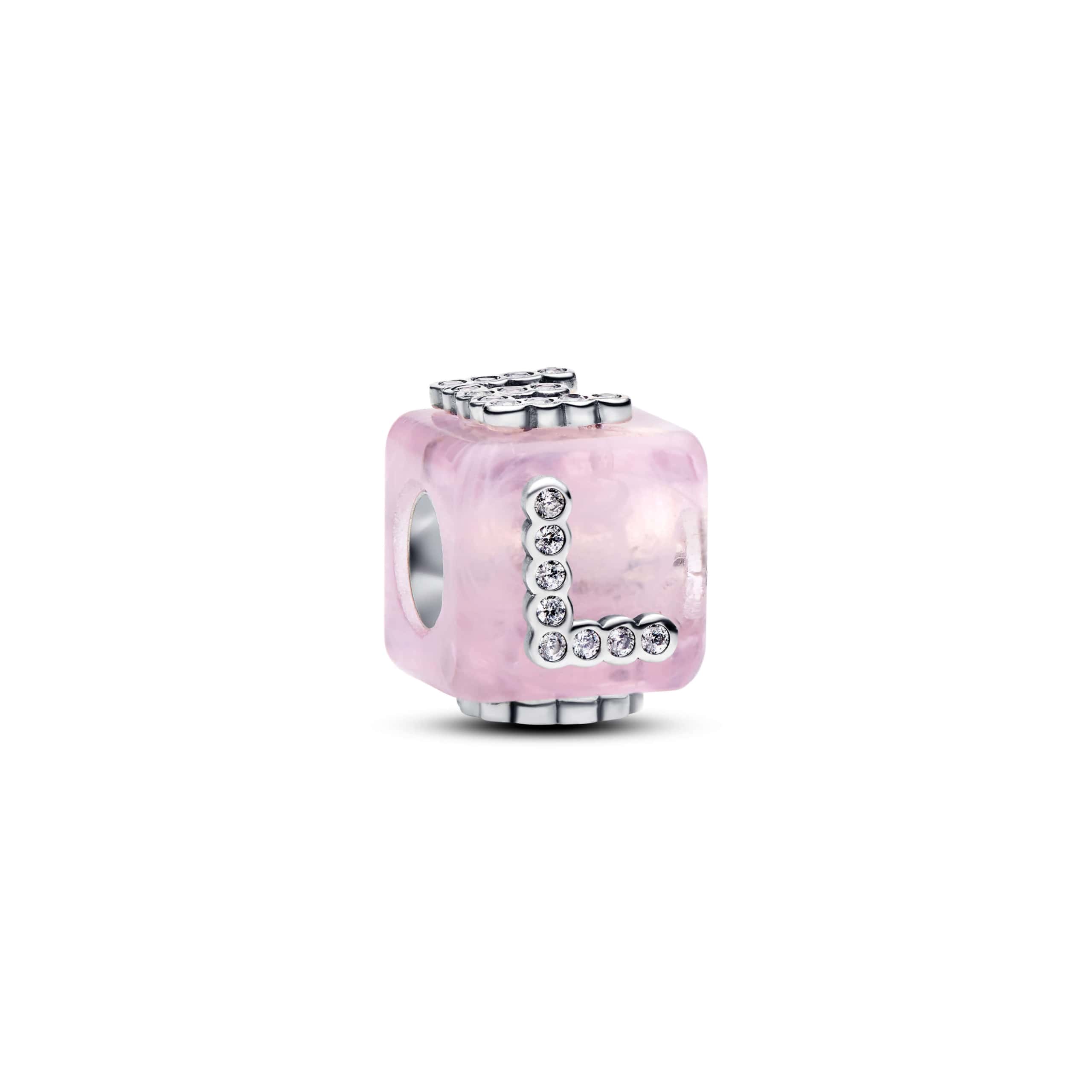 Pink Murano Glass Love Cube Charm