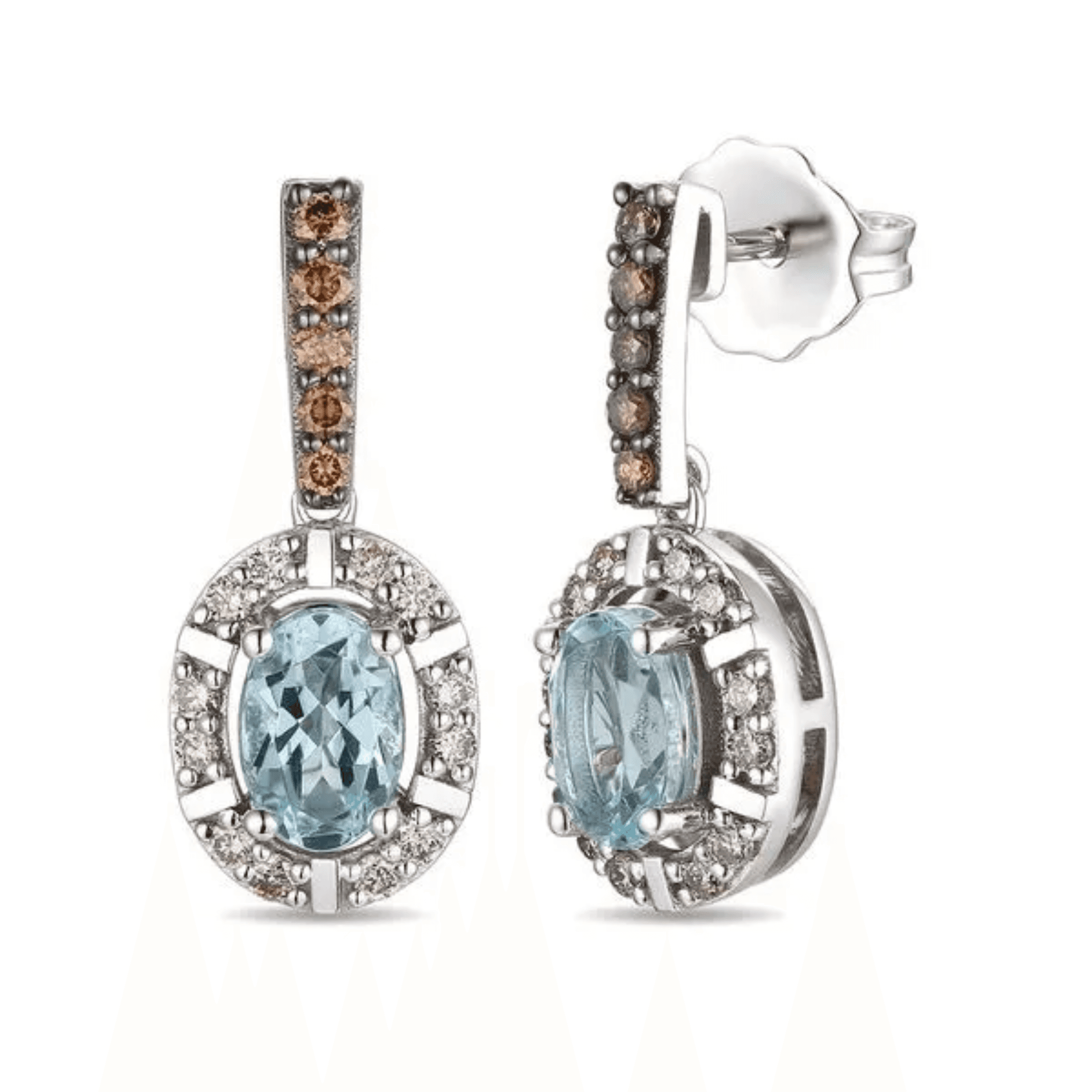Sea Blue Aquamarine® and Chocolate Diamonds® Dangle Earrings