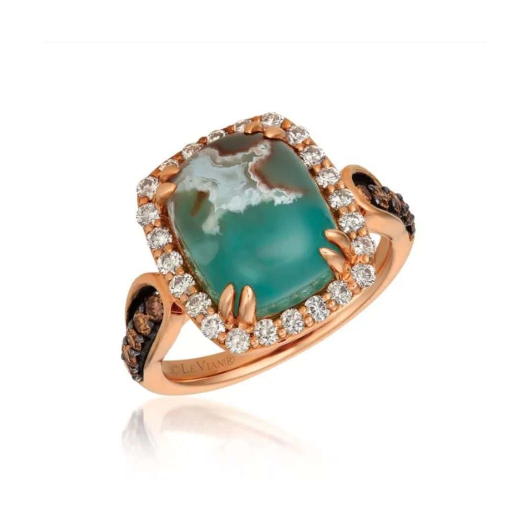 Diamond and Peacock Aquaprase™ Ring