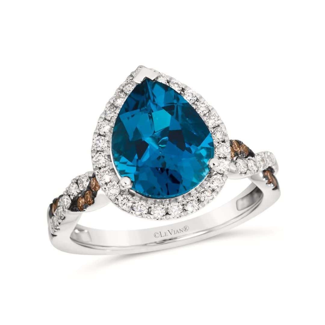 Deep Sea Blue Topaz and Diamond Ring