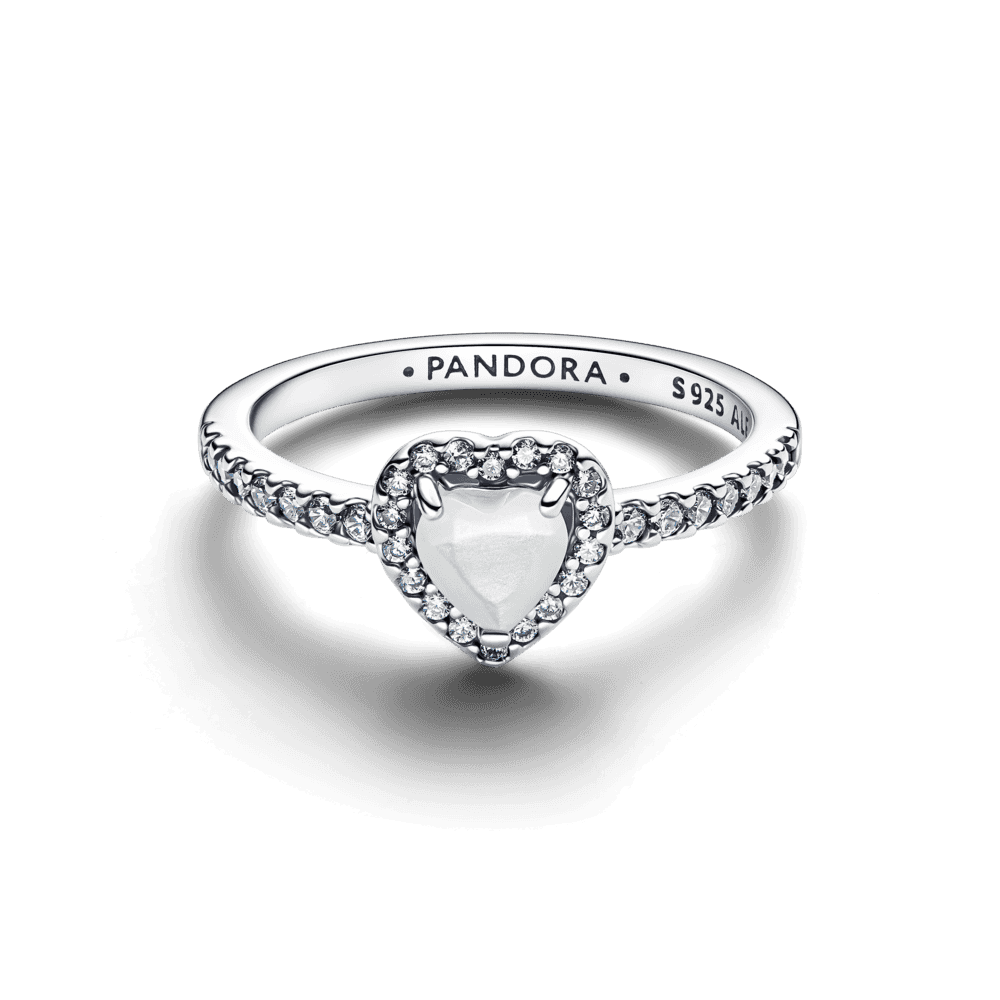 Elevated White Heart Ring
