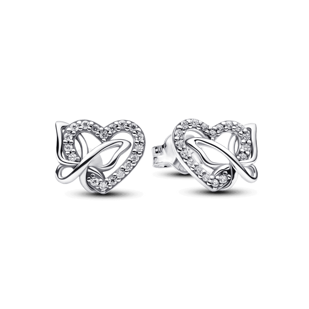 Entwined Heart & Butterfly Stud Earrings
