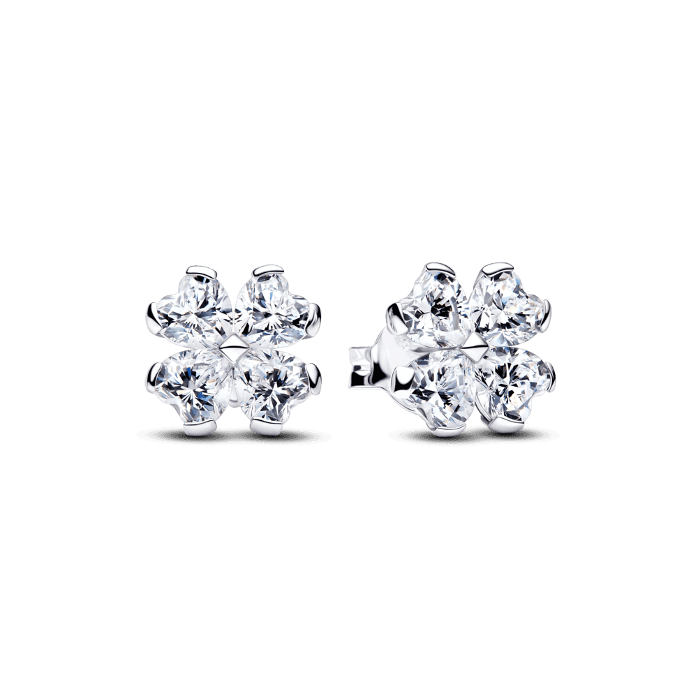 Sparkling Lucky Clover Stud Earrings