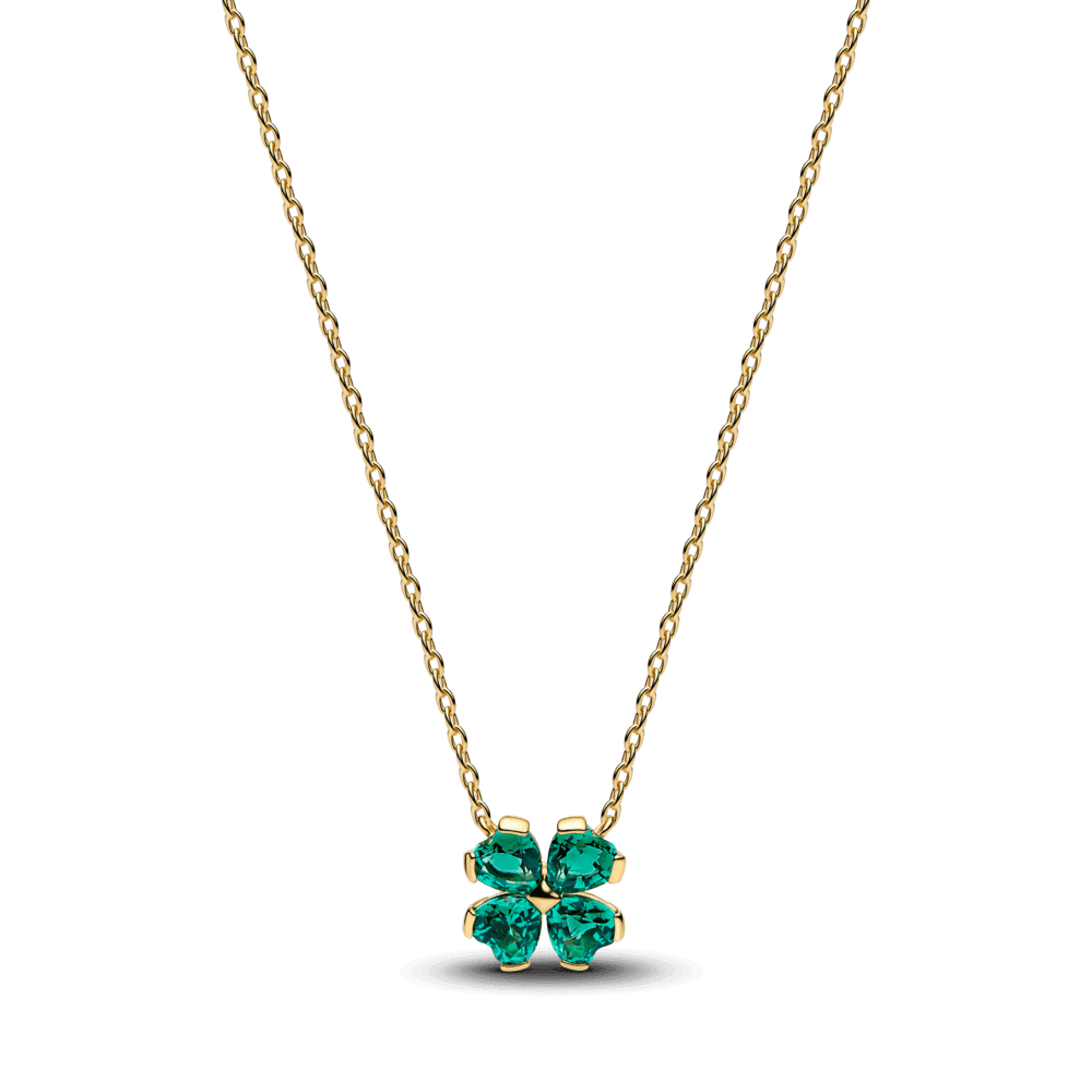 Green Lucky Clover Pendant Necklace