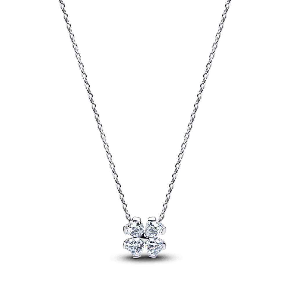 Sparkling Lucky Clover Pendant Necklace