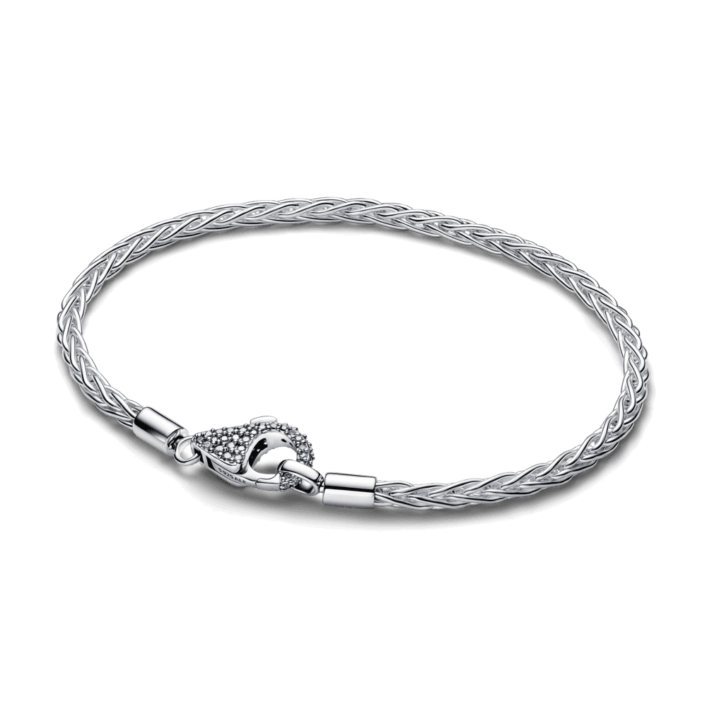 Pave Clasp Foxtail Chain Charm Bracelet