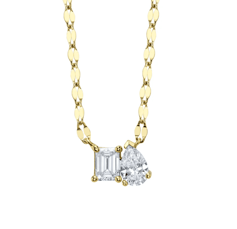 DIAMOND PEAR & EMERALD SHAPPED NECKLACE