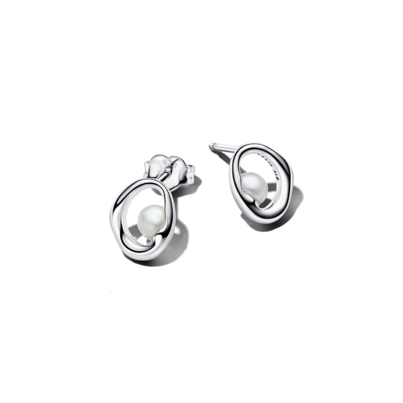 Organically Shaped Oval & Treated Freshwater Cultured Pearl Stud Earrings