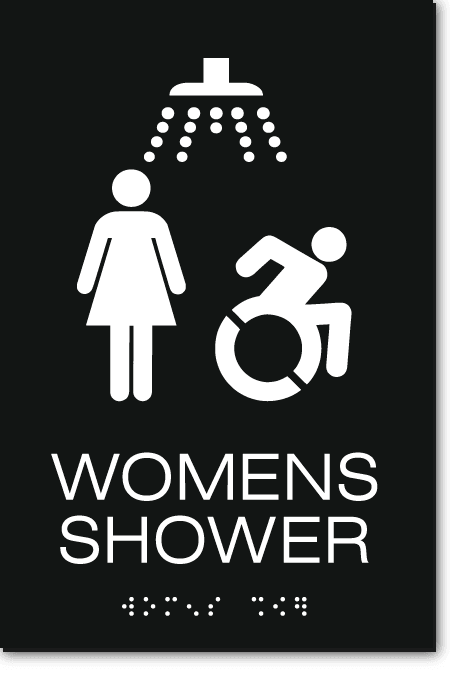 WOMENS ACCESSIBLE SHOWER Speedy Wheelchair Sign – NY/CT