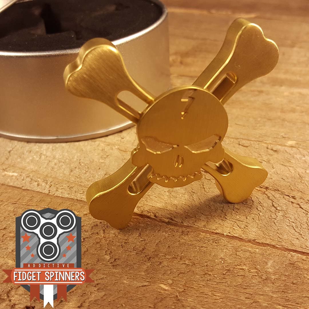 Brass Skull and Crossbones Fidget Spinner - thumbnail 2