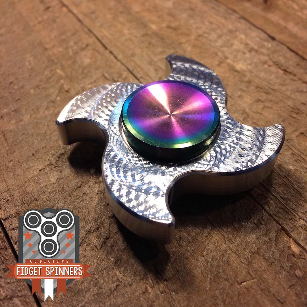 EDC Mini Aluminum 4 Point Shuriken Fidget Spinner with Caps