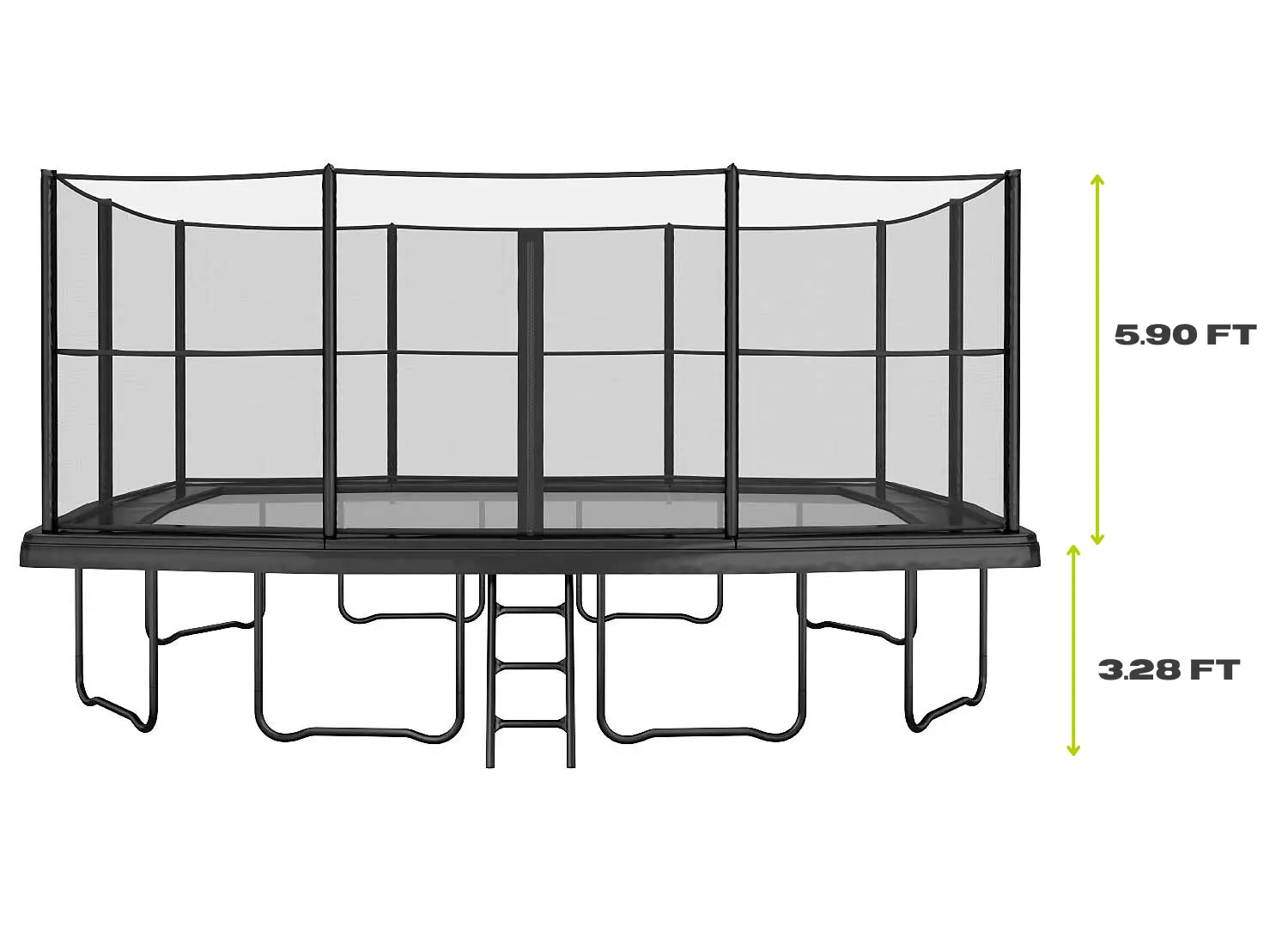 17ft x 10ft Primus Challenger Above Ground Trampoline – Black Pad with Black Jump Mat – Special Edition - thumbnail 3