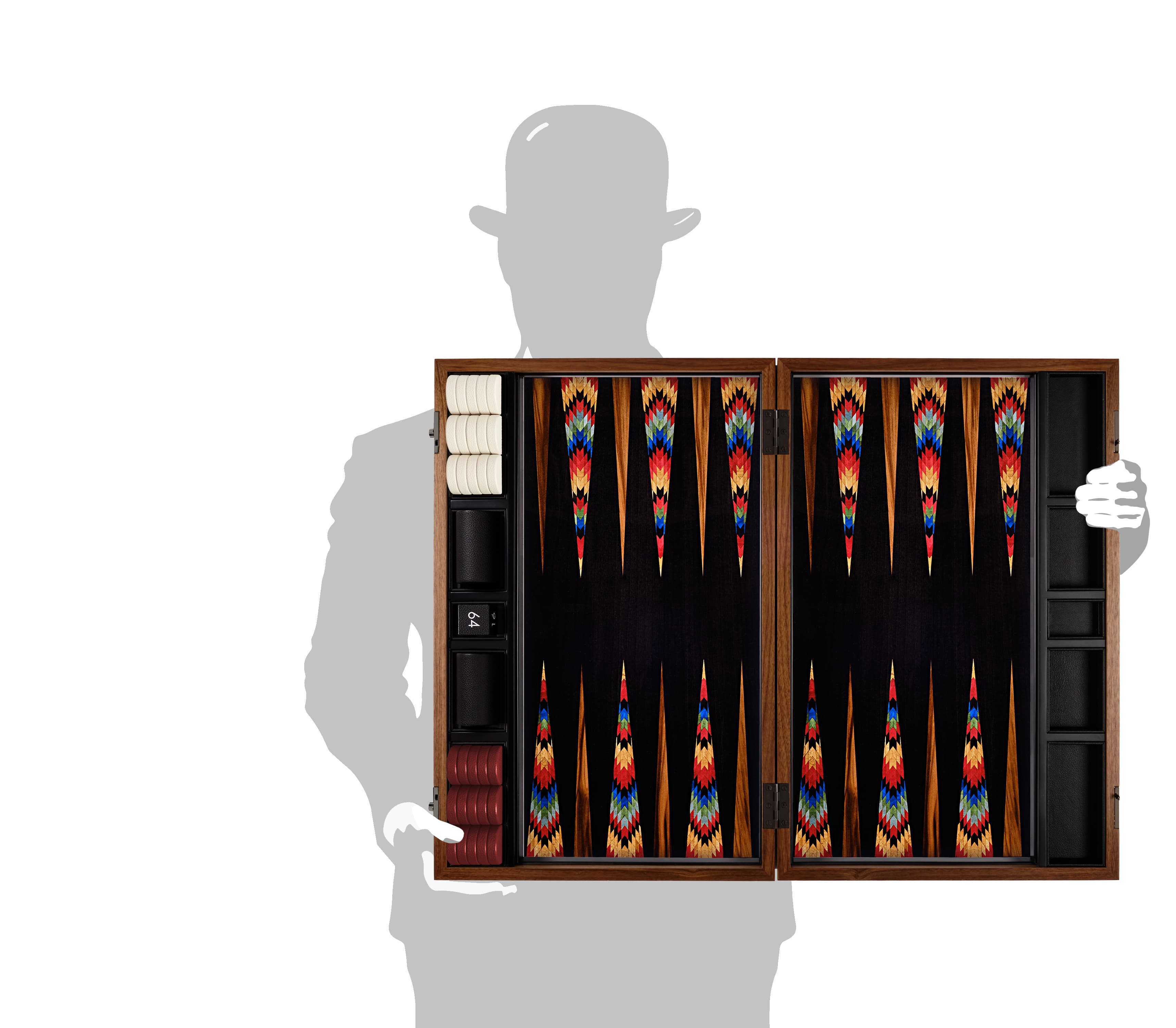 Aztec Backgammon Set | Marquetry Playing Surface - thumbnail 7